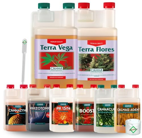 Weedness Canna Dünger Set 8-teilig - Grow Anbau Indoor Outdoor Tomaten Naturdünger Naturdünger NPK Orchideen Bio Bonsai Organischer