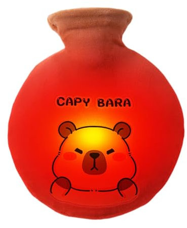Capybara Wärmflasche mit süßem Bezug, 700 ml, Handwärmer, Wärmflasche für Erwachsene und Kinder, auslaufsicher, Cartoon-Ärmel, Wärmflasche zum Schlafen, Arbeiten