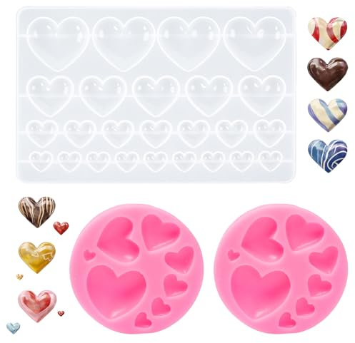 Keboyoe 3 Piezas Molde Corazón Silicona Molde Silicona Corazon | Pequeño Moldes de Corazones Resina Molde de Resina Corazon para Molde de Bricolaje, Manualidades,Colgante, Joyería