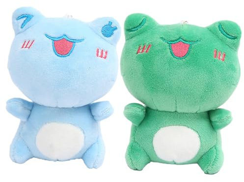 ERINGOGO Plüschfrosch Schlüsselanhänger 2 Stück Weicher Cartoon Frosch Taschenanhänger Mit Metallring Kindgerecht Für Rucksack Geldbörse Geschenk Schmuck 10cm