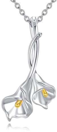 DAYLINLOVE Calla Giglio Collana in argento Sterling 925 con fiori di giglio, regalo per donne e ragazze