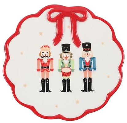 Something Different Wholesale Nutcracker Trinket Dish | Festive Ceramic Jewellery Holder with Bow | Christmas Table Accessory