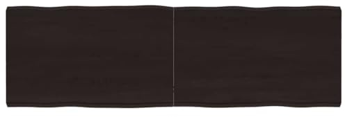 Bucmath Massivholz Eiche Tischplatte 160x50x(2-6) cm, dunkel lasiert, Baumkante, klappbar, für Home Office Schreibtisch und Esstisch, Robustes Möbelstück