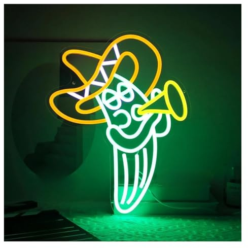BYAMBD Décor Mural Lumière Cactus Néon Signe Trompette Esthétique Néon Signe Pour Club Bar Salle De Musique Fête Décoration Murale 30cm×38.3cm