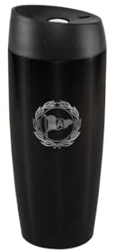 Arminia Bielefeld Thermobecher Schwarz mit Logo – Isolierter Edelstahl Kaffeebecher To Go mit Deckel – Offizieller Fanartikel Fußball – Trinkbecher für Auto Büro Outdoor