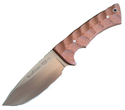 ELECTROPOLIS Jagdmesser Muela Rhino mit Kydexscheide Wüste, Onesie, Kojoten und Stahl Micarta Griff Sandvik 14C28N + Mehrzweckgeschenkkarte