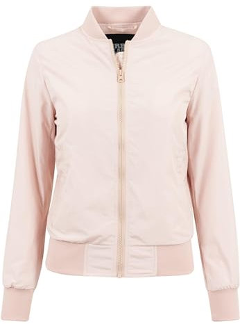 URBAN CLASSICS Veste Bomber Légère pour Femme avec Empiècement Gaufré sur les côtés, Poches Zippées à l'avant, 100% Polyester, Light Pink, Taille S