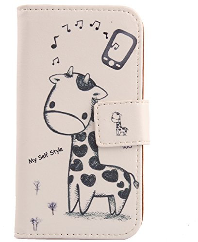 Lankashi PU Flip Leder Tasche Hülle Case Cover Schutz Handy Etui Skin Für Alcatel One Touch Pop Star 5070D 4G 5 Giraffe Design