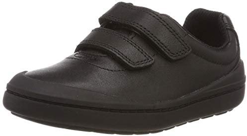 Clarks Boy's Rock Play Low Top Sneakers, Black Black Leather Black Leather, 8 UK Child