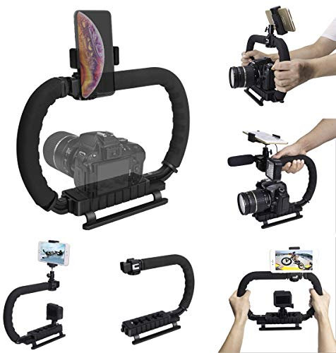 3-Shoe DSLR/Mirrorless/Action Camera Camcorder Phone Stabilizer Expansion Cage Mount Moviemaking Holder Rig Youtube Tiktok Vlogging Video Kit Compatible with GoPro Canon Nikon Sony iPhone Android