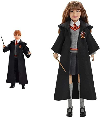 Mattel FYM51 - Harry Potter Hermine Granger Puppe & FYM52 - Harry Potter Ron Weasley Puppe