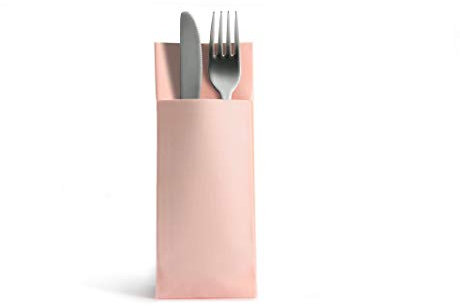 Alvotex Airlaid 50 Besteckservietten Bestecktaschen, Stoffähnlich, hochwertige Einwegserviette, Rosa, 32X40 cm