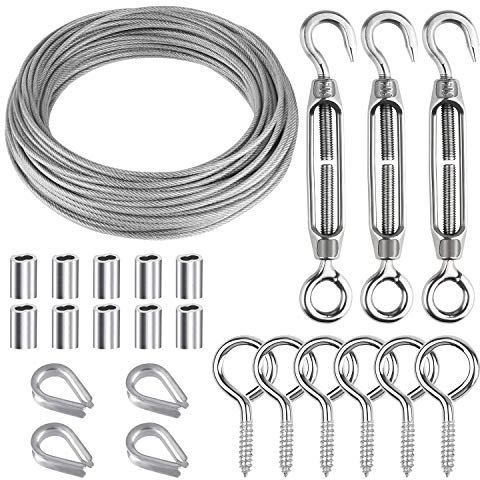 CHRORINE 24 Pcs Garden Wire Rope Kit 304 Acier inoxydable M5 Tendeur Tensioneur Câble Câble Câble Câble Corde à coudre