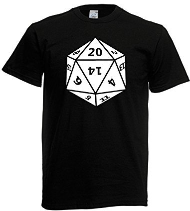 T-Shirt - 20 Sided Dice Twenty I Die Fantasy Board Game (Schwarz, S)