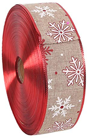 Wired Burlap Christmas Grosgrain Ribbon Wrapping Wreath Bows Trims Rustic Snowflake Decoration