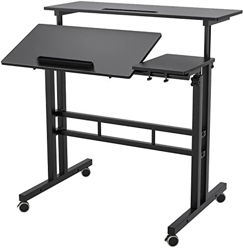 SogesPower Verstellbarer Computertisch, Stehpult, Büro, Arbeitszimmer, Computer, PC, Laptop, Arbeitsplatz, Konferenztisch für Home Office