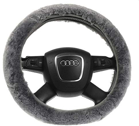Harrys-Collection Lenkrad Überzug aus Lammfell, Farben:dunkelgrau