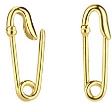 Laimons Damen-Creole Ohrstecker Sicherheitsnadel klein 15 X 4mm Glanz aus Sterling Silber 925 (Vergold)