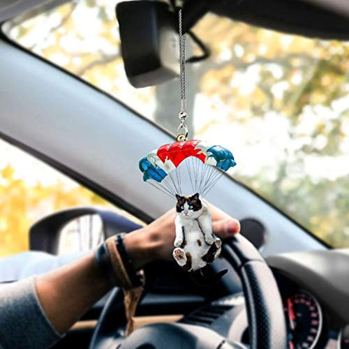 Herbests Katze Auto Hängende Ornamente Mit Bunten Ballon,Auto Rickspiegel Deko Auto Dekoration Innenausstattung Hängende Sonnenfänger Für Katzenliebhaber Mädchen/Jungen,Home Fensterbehänge