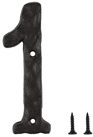 KINBOM 5.5 Inch Metal House Number with No Light, Cast Iron House Numbers, Modern Floating Door Mailbox Address Street Number for House Outside (Number 1)