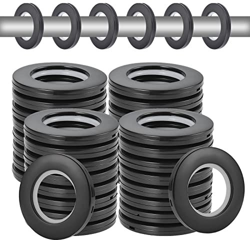 HonGien 32 Stück Ösen für Vorhänge, Ösen für Gardinen Schwarz, Vorhang Ösenringe aus Kunststoff für Fenstervorhang, Duschvorhang,Wohnaccessoires, 39mm Innendurchmesser