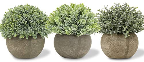 3 pcs Artificial Plant Small Decorative Plants in Pot, Mini Faux Plant Indoor, Lifelike Plastic Plant Potted for Home, Office, Desk, Kitchen, Bathroom, Desk and Table Decor