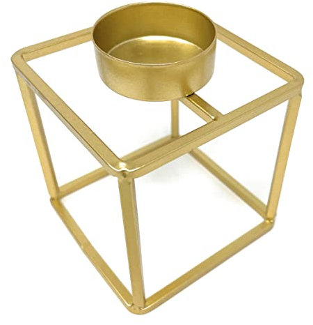Teelichthalter 8cm Würfel Kubus Quadratisch Kerzenständer für Teelicht, Gold