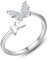 KristLand Offener Ring 925 Silber Verstellbarer Ring Schmetterling Ring mit Funkelnd Zirkonia Täglich Schmuck Geschenkbox Damen Mädchen