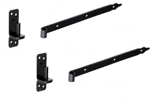 Gedotec Cerniera per Porta Pesante - Set di 2 Nastri Avvitabili 600 mm e 2 Manici in Acciaio - Diametro 16 mm - Nastro Porta Nero - Cerniere Porta