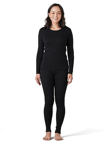 LAPASA Merino Wolle Thermounterwäsche Set Damen, 100% Merinowolle warm Unterhemd Langarmshirt & Thermo Unterhosen Leggings (L91), (Extra Warm), L