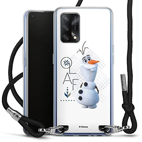 DeinDesign Carry Case kompatibel mit Oppo A74 Hülle mit Band Handykette zum Umhängen schwarz Die Eiskönigin 2 Frozen Olaf Disney