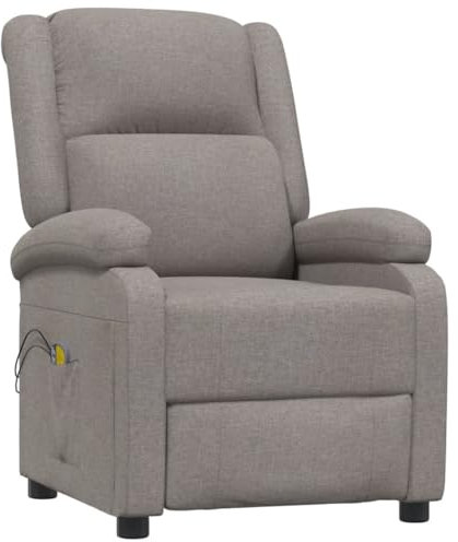 vidaXL Massagesessel, Sessel Verstellbar Elektrisch, Relaxsessel mit Liegefunktion Vibrationsfunktion, Fernsehsessel Ohrensessel Liegesessel, Taupe Stoff