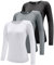 Damen 3er Pack Langarmshirt T-Shirts, UPF 50+ Sonnenschutz Schnelltrocknend Funktionsshirt Laufshirts, Atmungsaktiv Langarm Sportshirt Gym Yoga Top Workout Fitness Oberteil Black/White/Grey 3P01-M