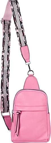 styleBREAKER Damen One Shoulder Rucksack, gemusterter Schultergurt, Einfarbige Crossbody Bag, Cityrucksack, Sling Bag 02012387, Farbe:Rosa