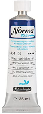 Schmincke - NORMA® Blue, 21404009, feinste wasservermalbare Künstler-Ölfarben, höchstpigmentiert, lichtecht, vegan, Ultramarinblau hell - 35 ml