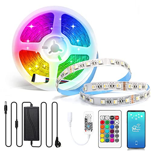 Arotelicht 24V RGBW LED Streifen WIFI Kit LED Band LED Strip 5050 SMD RGB+Warmweiss 4 in 1 mit Smart WLAN Kontroller, Kompatibel mit Alexa,Google Home LED Lichtleiste Deko für Haus,Party,Bar