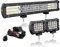 AUXTINGS 45 cm 450W LED Lichtleiste Spot Zusatzscheinwerfer Flutlicht, 2X 10cm 36W Spot LED Arbeitsleuchte mit 2 Kabeln 12V Kabelbaum-Kit für JP Pickup Offroad Truck 4X4 ATV Bootsanhänger,wasserdicht