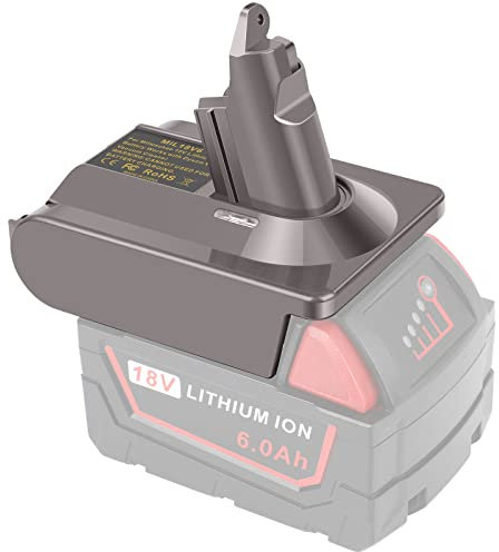 LabTEC Adaptador para batería Dyson V6, convertidor para Milwaukee de 18 V a Dyson V6, batería de repuesto para aspiradora DC58 DC59 DC61 DC62 DC72 DC74 SV03 SV04 SV05 SV06 SV07 SV09