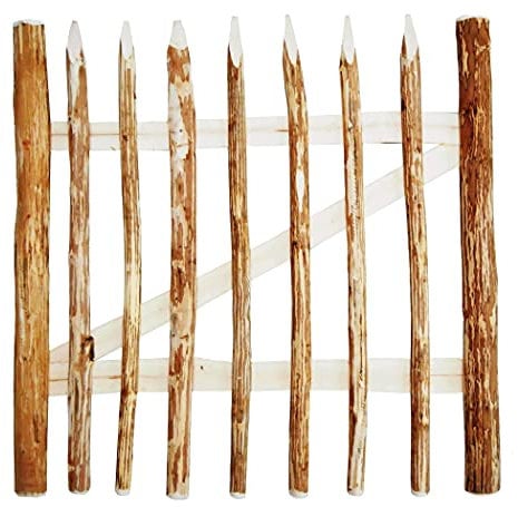 Sevico Zauntor Haselnuss Breite: 104cm | Höhe 80 cm Gartentor aus Holz für Staketenzaun Zauntor für Staketenzaun Bauernzaun Kastaniezaun Holztor