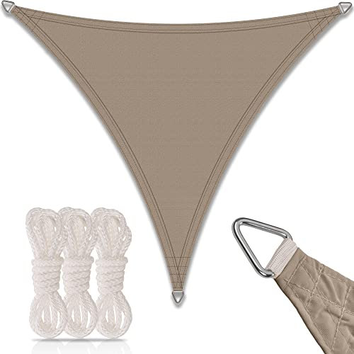 bonsport Sonnensegel Dreieck wasserdicht 3x3x3 m Taupe - Sonnenschutz dreieckig mit UV-Schutz für Garten, Balkon Terrasse, Camping