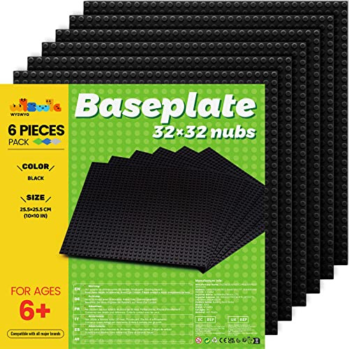 WYSWYG Platten-Set, 6 Bauplatte 25 * 25cm als Grundplatte, Kompatibel,Schwarz