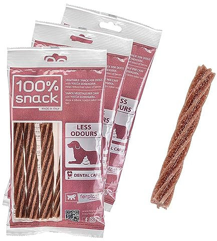 Ferplast Snack Natural para Perro, Higiene Oral, Control de Olores con Extracto de Yuca, Kit de 3 Paquetes, 315g