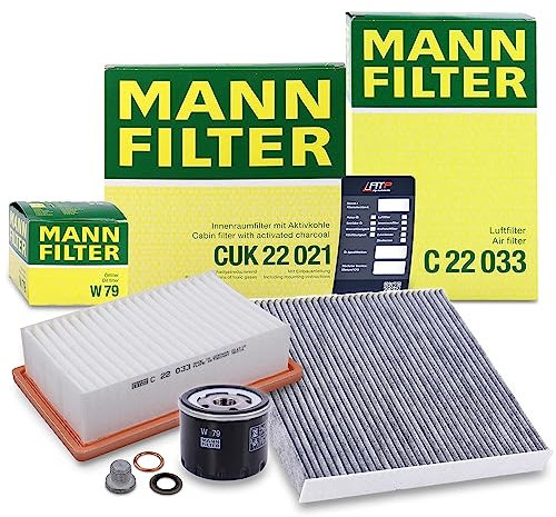 MANN-FILTER Filterset 1x Ölfilter, 1x Luftfilter, 1x Innenraumfilter Kompatibel mit RENAULT TWINGO III (BCM_, BCA_), SMART FORFOUR Schrägheck (453), FORTWO Cabriolet (453), FORTWO Coupe (453)