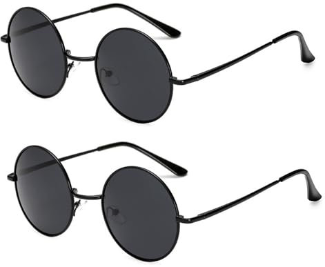 FIBOUND Vintage Polarisierte Sonnenbrille, Metallrahmen, Runde, Übergroße Klassische Sonnenbrille, UV400 Schutz, Hippie Brille für Frauen und Männer
