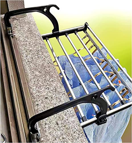 MAKIVI Stendibiancheria regolabile, appendiabiti per finestre da balcone, stendibiancheria da esterno per la casa, stendibiancheria, appendiabiti pieghevole multifunzionale, può trasportare Marriage