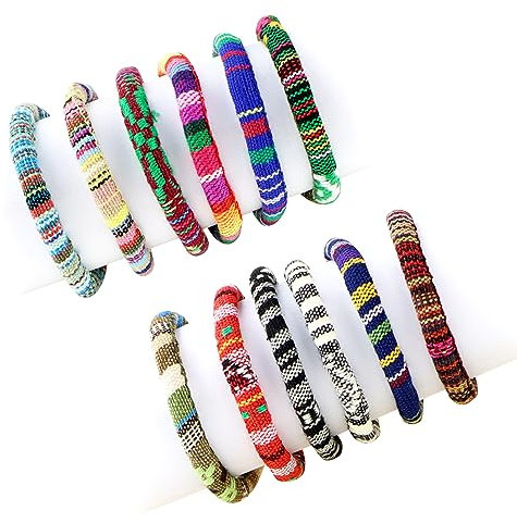 LbsAMP 12 Stück Böhmische Gewebte Freundschaftsarmband Verstellbar Gewebte Armband Bunte Handgefertigt Freundschaftsarmbänder für Frauen Mädchen Valentinstag Geburtstag Jubiläum