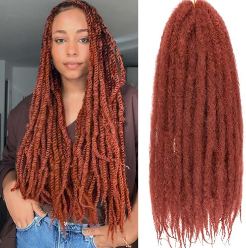 Samtress Lot de 8 extensions de cheveux Marley Twist - 61 cm - Longs - Marley Twist - Rouge - Afro Kinky Curly Marley - Pour faux Locs - Tresses synthétiques (#350)
