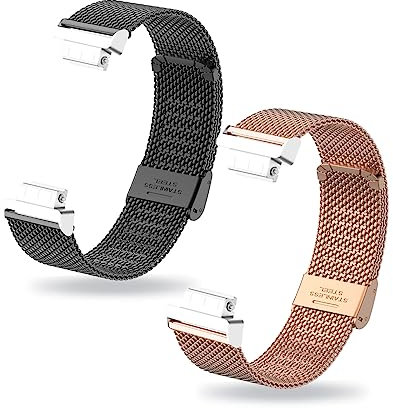 2 Stück Armband für Fitbit Inspire HR Armband Metall Mesh Gewebte Edelstahl Solo Loop Ersatzarmband mit Fitbit Inspire HR Armbänder für Fitbit Inspire HR Armband (E,Inspire HR)