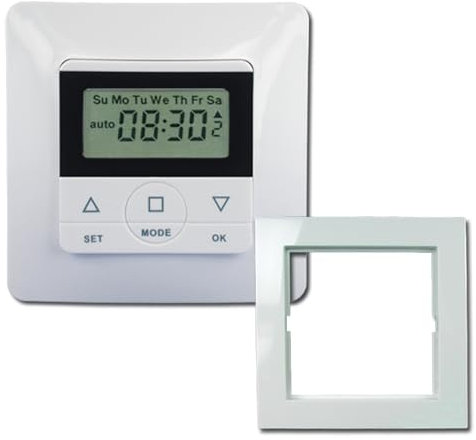 Rolladen Zeitschaltuhr CasaSpirit50 incl. Gira Zwischenrahmen Steuerung Comfort (GIRA Fläche ab 2006) Weiß