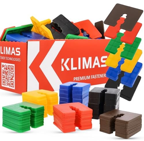 ABSTANDSHALTER KUNSTSTOFF KUNSTSTOFFPLATTEN VERGLASUNGSKLÖTZE-SET 300-TEILIG - 50 x 50 mm WKRĘT-MET® KLIMAS Verglasungsklötze Kunststoff Unterlegplatten Distanzhülsen Höhe 2-10 mm MIX